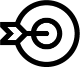 Icono de flecha en el centro de una diana