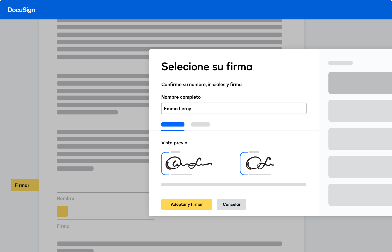 interfaz de usuario para firmar documentos electrónicamente