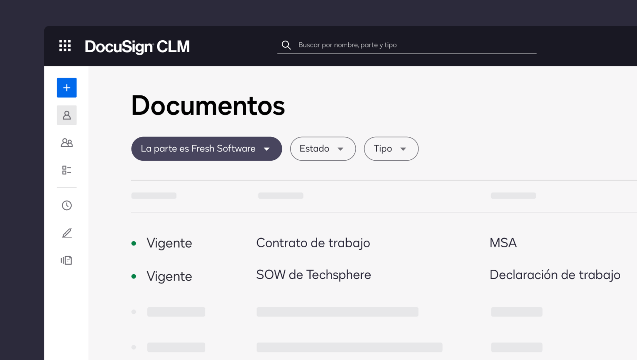 Imagen de producto de CLM que muestra todos los contratos en una ubicación centralizada.